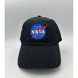 Dalix NASA Hat Ball Cap ONE SIZE Strap Back Black Unstructured Space Travel Logo